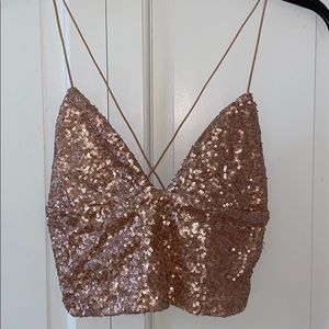 Pink Sequin Tank Top